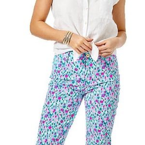NWT Lilly Pulitzer Divia Multi Hottie Dottie Stretch Pant Size 4, Multicolor